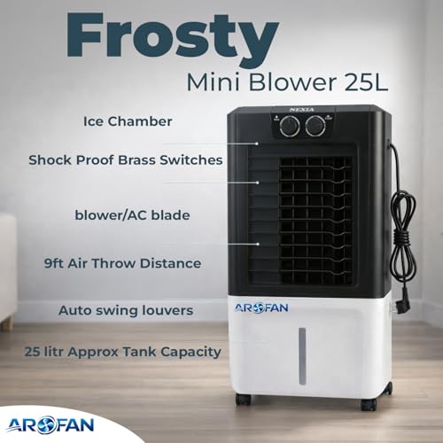 Image of 25L Frosty Air Cooler for Room Cooling | Anti Bacterial Honey Comb Pads | Collapsible Louvers | Compatible Wheels for Easy Moving | 9 Feet Air Throw Distance