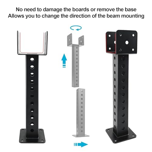 Soportes para bajantes de techo, soportes elevadores para techos de patios y pérgolas, ajustables en altura, aptos para pérgolas, cobertizos, patios y muebles de exterior (2 piezas) miniatura 2