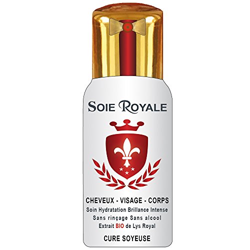 Soie Royale Cure Soyeuse 66 ml Extrait BIO de Lys Royal Protéines de Soie Vitamines E-F Soin Cheveux Visage Corps Nourrit Hydrate Démêle avec une Brillance Intense Sans Alcool Made in France Cover