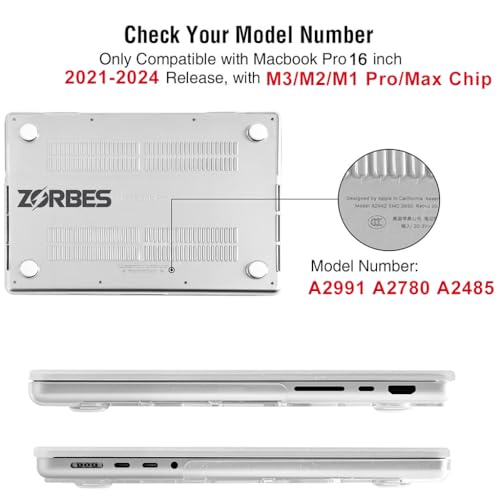 Image of ZORBES Laptop Case Laptop Cover Compatible with MacBook Pro 16 inch M3 A2991 M2 A2780 M1 A2485 Pro /Max Chip with Touch ID, 2024-2021 Release, with Keyboard Dustproof Skin Cover