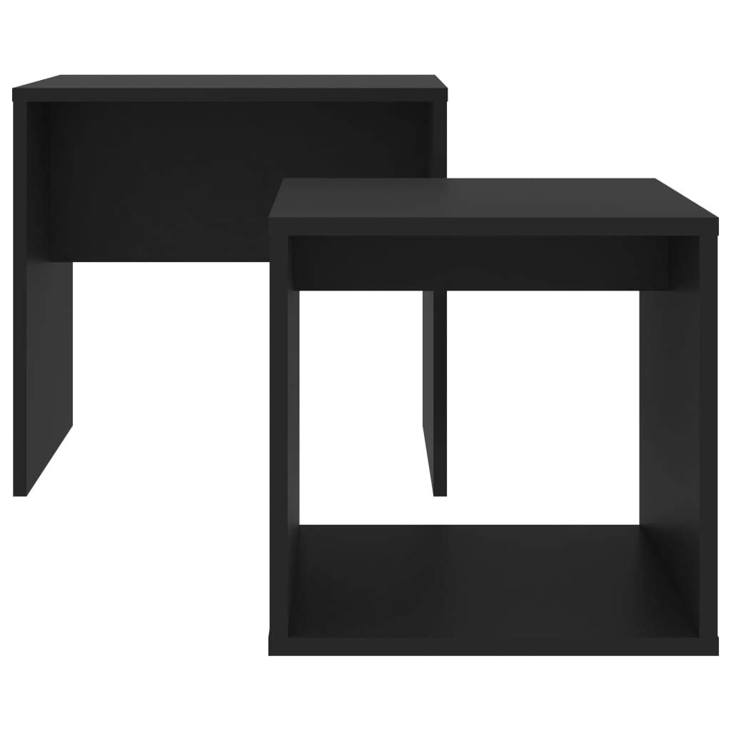 Juego de mesa de café negra 48 x 30 x 45 cm, material de madera, diseño moderno, ahorra espacio, pequeña mesa auxiliar para salón, dormitorio, oficina