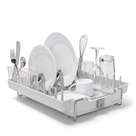 OXO Good Grips Convertible Foldaway Dish Rack, Stainless Steel,,DESIGN 1