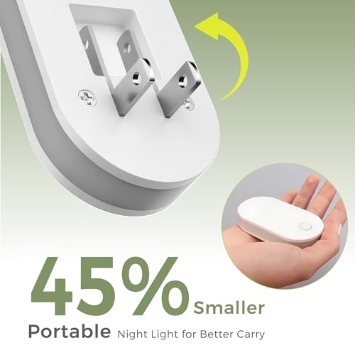 Image of L LOHAS LED Night Lights Plug Into Wall, Night Light, Dusk to Dawn Sensor | Adjustable RGB Nightlight, Foldable Plug in Night Light for Bathroom, Hallway, Bedroom