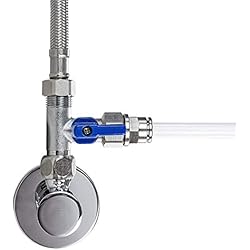 Osmosis Inversa Doble Paso Válvula de cierre con adaptador en T de 3/8 pulgadas x 3/8 pulgadas para la conexión de filtro de agua, ósmosis inversa, frigoríficos, cafetera (3/8 pulgadas x 8mm x 3/8 pulgadas macho)