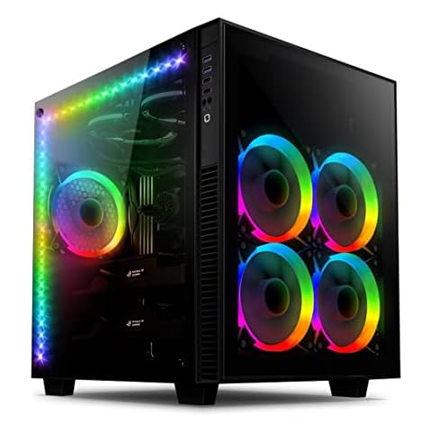 Anidees AI Crystal Cube Glass Front Panel AR V3 Dual Chamber Tempered Glass EATX/ATX PC Gaming Case with 5 RGB PWM Fans / 2 LED Strips - Black AI-CL-Cube-AR3 Cover