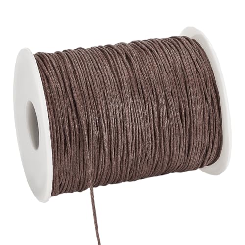 PH PandaHall Cordón de algodón encerado de 1 mm, 175 yardas, hilo encerado marrón, cuerda de cuentas para pulseras, collares, joyas, manualidades, manualidades