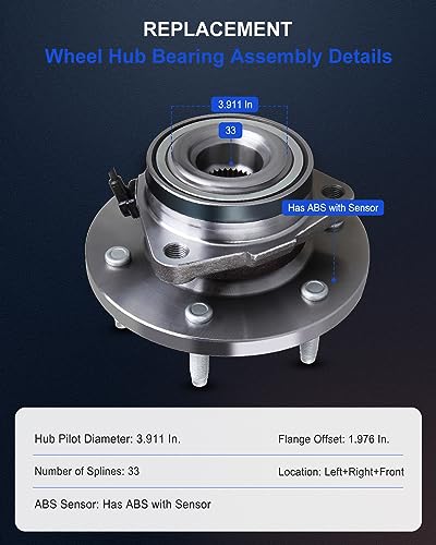 Image of ECCPP 515093 Wheel Bearing Hub Assembly for Hummer H3 2006-2010 | for Hummer H3T 2009-2010 6 lugs w /ABS Sensor Pre-Greased Sealed