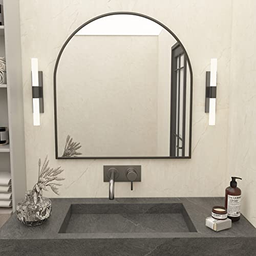 Neuweaby Arched Wall Mirror, Arched Bathroom Mirror, Fireplace Mantel Mirror, Wall Mounted 33"X31" Large Black Arch Mirror W/ Metal Frame, Entryway Mirror Bedroom #TOP1