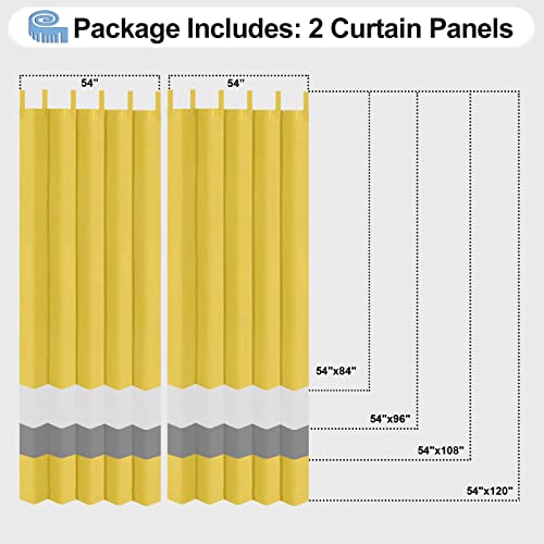Outdoorlines Waterproof Outdoor Curtains For Patio - Windproof Tab Top Gazebo Curtain Panels - Privacy Sun Blocking Outside Curtain Set For Porch, Pergola And Cabana 54 X 84 Inch, Yellow, 2 Panels #TOP5