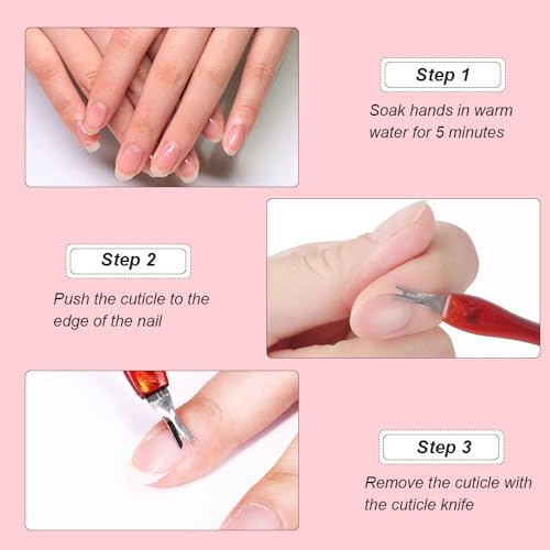 Nagelhautgabel, 4 Stück Nagelhautentferner, Cuticle Trimmer, Cuticle Pusher, Nagelhautschieber Cutter, für Finger und Zehennagelpflege