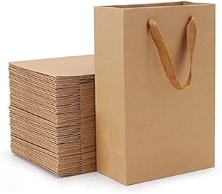 WAIZHIUA 16Pcs Paper Gift Bags, 28x20x10cm Kraft Paper Party Bags Carrier Bag Tote Bag Present Treat Bag with Handles for Birthday, Wedding, Christmas Party, Shopping, Baby Shower