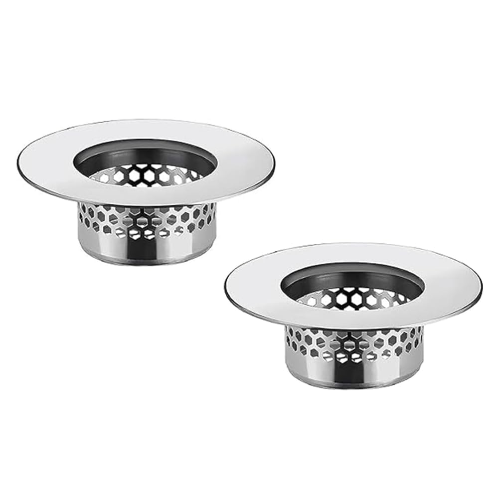 Colador de fregadero de baño (paquete de 2), cubierta de drenaje de bañera, colador de drenaje para lavabo, colador de pelo para lavabo, lavabo de RV, filtro de drenaje de acero inoxidable