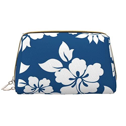 Trousse de maquillage voyage grande capacité en cuir motif floral blanc pour femme