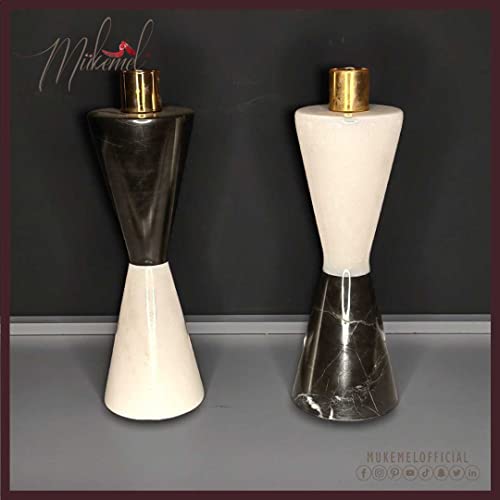 Yin-Yang Candle Holders (9.10 Inch, Full Set, Home Décor, Luxury Holder,Handmade Marble Decoration, Natural Marble) Mukemel Designs #TOP5