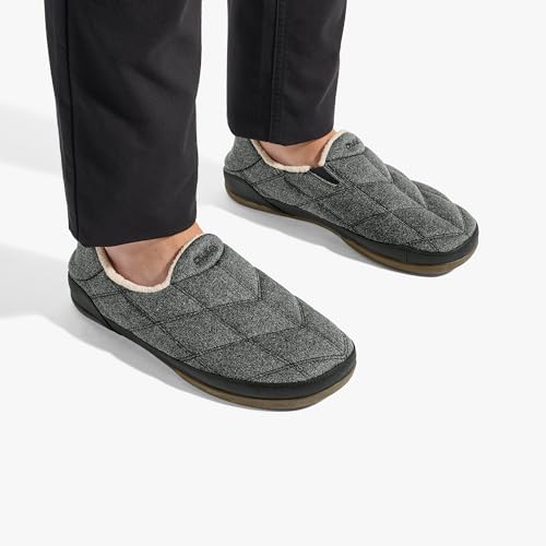OluKai Puku'i Men's Fleece Slippers, Comfortable Activewear Slippers, Premium Full-Grain Leather & Jersey Knit, Drop-In Heel & All-Day Comfort, Dark Shadow/Lava Rock, 10 by OluKai - Used condition - Image 2