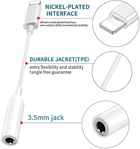 Apple MFi Certified 2 Pack Lightning to 3.5 mm Headphone Jack Adapter, iPhone to 3.5mm Audio Aux Jack Adapter Dongle Converter Compatible with iPhone 14/14Pro/14Pro Max/13/12/11 Pro/XR/XS/X/8/7/iPad
