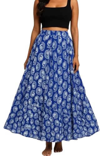 Image of Premium Long Skirt | Stylish Long Crushed Cotton & Unique Prints | Floor Length Skirt for Women | Elastic Waist Premium Maxi Skirt - Comfortable Casual Wear