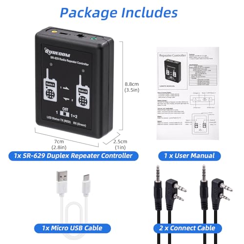 Gam3Gear Surecom SR-629 2 in 1 Duplex-Crossband-Funk-Repeater Controller mit Funkkabel für Walkie Talkies