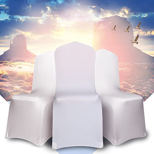 Lot De 5 Housses De Chaise Blanches Élastiques HOMURY - Universelles Pour Mariage, Fête Et Banquet
