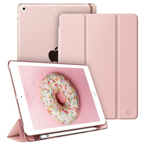 FINTIE Case Compatible with iPad 6th Generation (2018) / iPad 5th Generation (2017) 9.7 inch, Slim Cover with Frosted Back w/Pencil Holder, Support Auto Wake/Sleep, Rose Gold