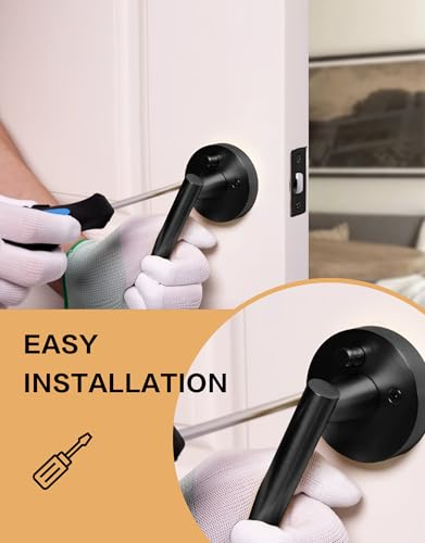 Image of Lethato 2 Packs Black Door Handles Interior, Matte Black Lever Privacy Door Handle for Bathroom, Heavy Duty Zinc Handle Interiors for Bedroom
