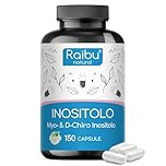 Inositolo Integratore, Myo & D Chiro Inositolo - PCOS e Ovaio Policistico - 150 Capsule Vegane con Vitamina B6 e Cromo - Dose Elevata, Combinazione Efficace - Raibu