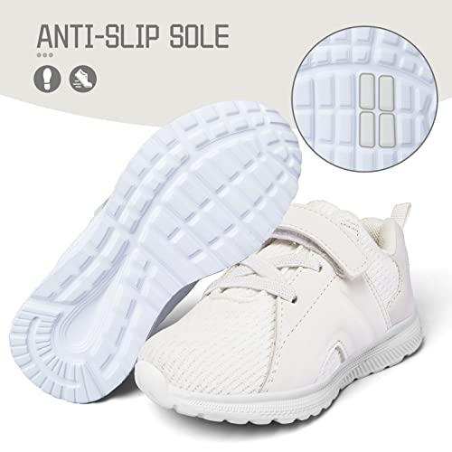Runside Toddler Boys Girls Running Shoes Athletic Tennis Sneakers For Kids，Breathable And Lightweight White #TOP5