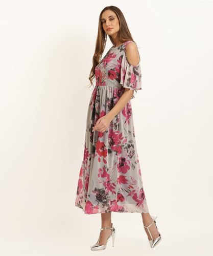 Robe longue évasée polyester femme gris S chic et décontractée - 3