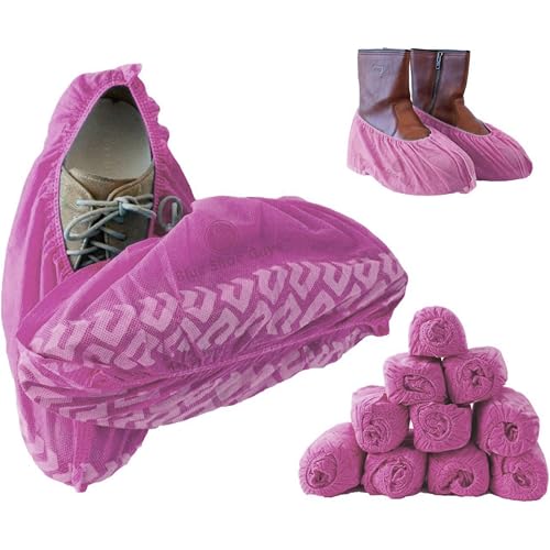 Image of Premium Disposable Boot & Shoe Covers Booties | 50 Pack | Durable, Non-Slip, Non-Toxic, Water Resistant, Recyclable Protectors for Indoor & Outdoor | Large Size Fits Most Shoes