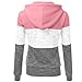 Newbestyle Hoodies for Women Color Block Hooded Sweatshirt Basic Zip-Up Jersey Jacket Long Sleeve Top with Pockets Plus Size Pink XS