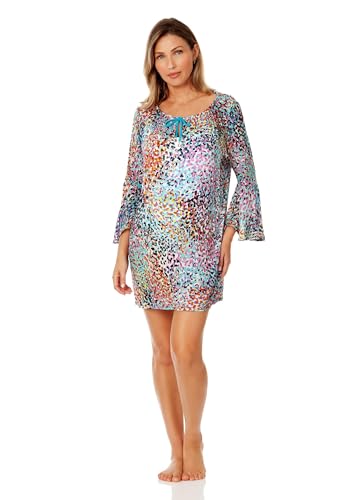 Women's Sunset Dot Bell Sleeve Tunic Swimsuit Cover Up3