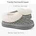 HomeTop Women's Knit Clog Slippers Comfy Warm Memory Foam Non-slip Indoor House Shoes with Fuzzy Collar (8, Cool Gray)