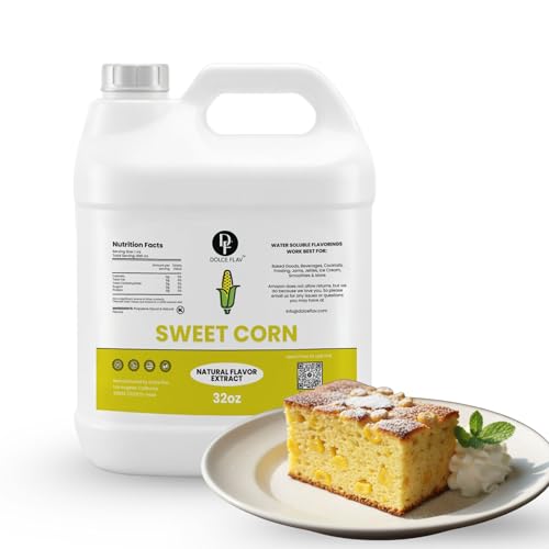 Image of Dolce Flav Natural Sweet Corn Extract - 8 Ounce Water-Soluble Kosher, Sugar-Free, Concentrated Savory-Sweet Flavor for Baking, Cornbread & Ice Cream, Includes Measured Dropper