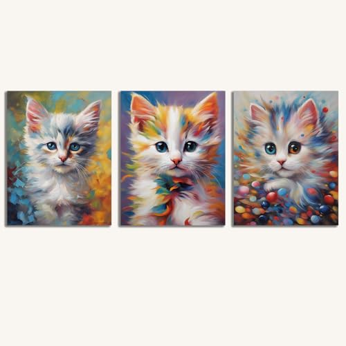 Colorful kitten Canvas Wall art Abstract Home Decor for living