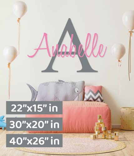 Custom Name & Initial - Premium Series - Baby Boy - Wall Decal Nursery For Home Bedroom Children (M511) (Wide 22" X 15" Height) #TOP3