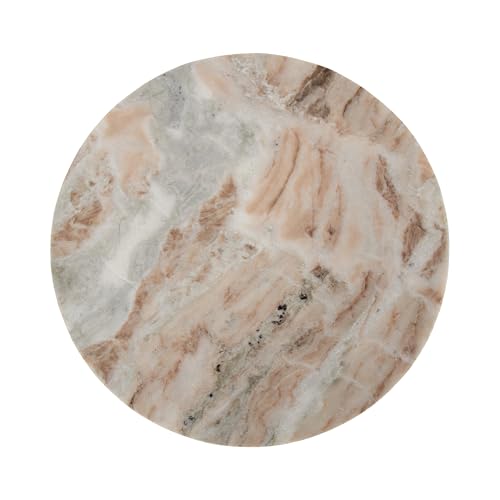 Kate and Laurel Tira Round Marble Side Table, 14 x 14 x 24, Brown Marble and Bronze, Decorative Pedestal End Table for Use as a Bedroom Nightstand or Living Room Plant Stand Table by Kate and Laurel - Image 3