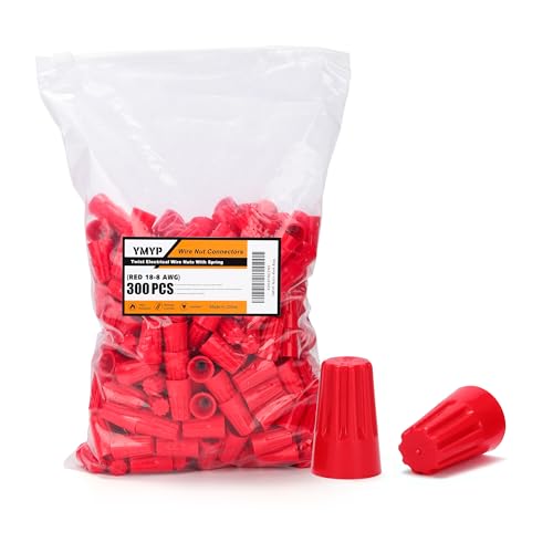 300PCS Wire Nut Connector - AWG 18-8 Red - Insulated Insert Twist Electrical Wire Terminal with Spring, Portable Wire Caps for Quick Connection