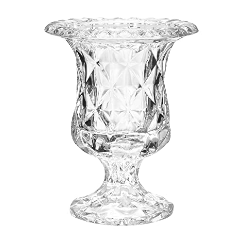 Mimo Style Vaso de Vidro Formato de Cálice Linha Vaticano, 15cm. Feito Inteiramente de Vidro Transpa