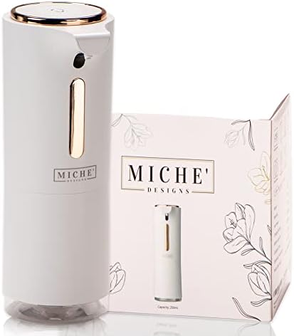 Touchless Foaming Soap Dispenser - Automatic Hand Sensor - White with Rose Gold Accents - Elegant Countertop and Minimalist Design - Featuring an Aromatherapy Oil Compartment- USB Rechargeable Battery