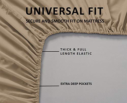 Image of 600 Thread Count 100% Long Staple Soft Cotton, 4 Piece Sheets Set, King Size,Smooth & Soft Sateen Weave, Luxury Hotel Collection Bedding, Taupe Solid