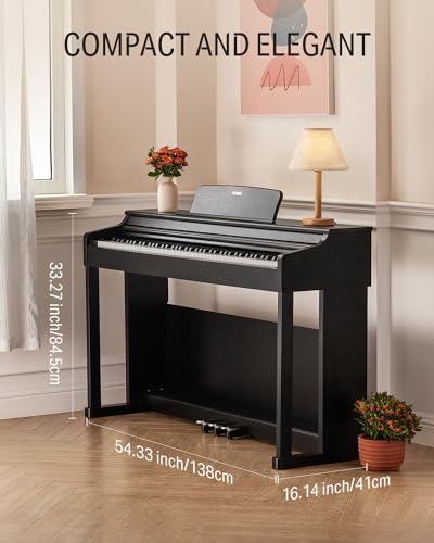 Donner DDP-100 88-Key Weighted Action Digital Piano for Beginner Bundle with Piano Keyboard Stand, Power Adapter, Triple Pedals, MP3 Function, USB-MIDI, 2 Headphone Jacks Black - image 7