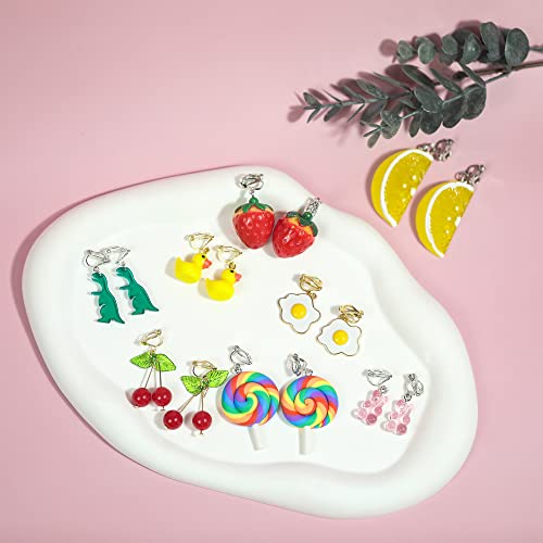 20 Pairs Cute Clip On Earrings Weird Funny Earrings Aesthetic Indie Y2K Accessories Cool Fun Cute Funky Alt Kidcore Novelty Kawaii Quirky Dangly Creative Object Crazy Drop Dangle Earrings For Women Teen Girls Egirl #TOP5
