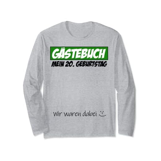 Libro de visitas para fiesta de cumpleaños número 20, hombre y mujer Manga Larga