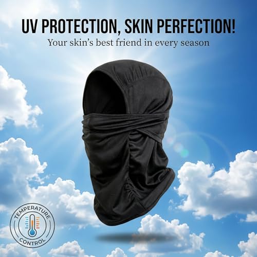 Image of UV-Protected Full Face Mask for Men and Women, Breathable Helmet Liner, Sweat Absorbing, Odour-Free, 4-Way Stretch, Sun & Dust Protection - Perfect for Bike Riding