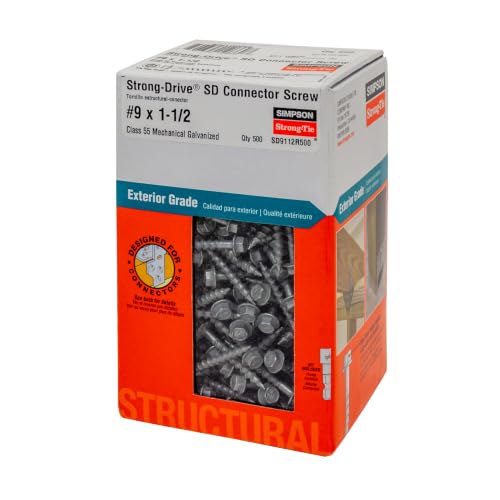 Simpson Strong-Tie Strong-Drive SD tornillos para conectores #9 x 1-1/2 in, accionamiento hexagonal de 1/4 in, paquete de 500 miniatura 3