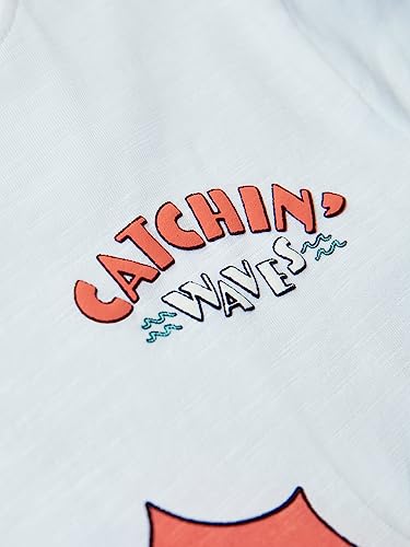 Image of The Souled Store Official Looney Tunes: Surfing with Taz Kids and Boys Regular fit Graphic Printed Half Sleeve Cotton White Color Boys T-Shirts
