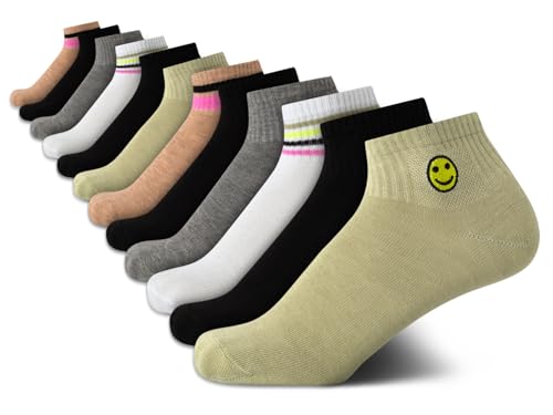 Steve Madden Womens Ankle Socks - 6 & 12 Pack Womens Socks Fun Embroidered Designs Cotton Cozy Fit (Sizes 5-10)