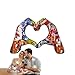 Heart Hands Statue Desktop - Heart Shaped Hand Ornament | Hearts Gesture Sculpture | Colorful Graffiti Loved Finger Statues | Painting Bond Expression Art Figurines for Wedding Tabletop Shelf Decor