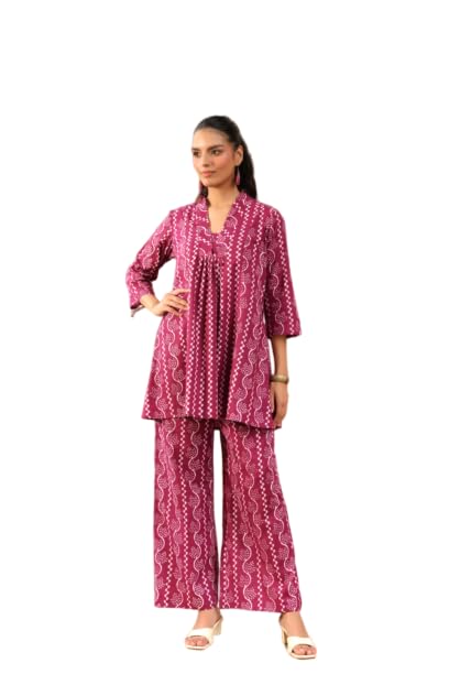 jisora Women's Pink Printed Cotton Co-Ord Set-picture-14