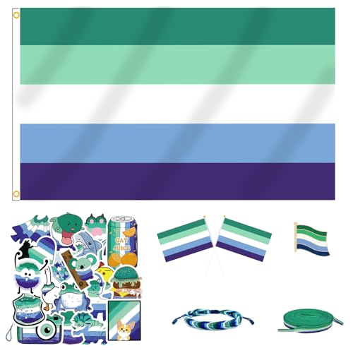 MEPLUM PRIDE 3x5 FT MLM Gay Flag Bundle for LGBTQ+ Accessories Present Celebration Parades Home Decor Party Supplies Festivals